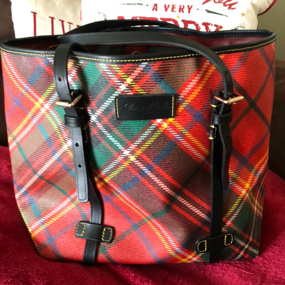 Dooney & Bourke Red Tartan Plaid Tote